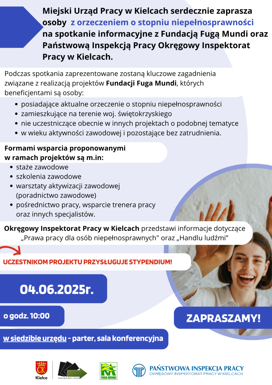 Spotkanie i wykłady w Miejskim Urzędzie Pracy w Kielcach dla osób z orzeczeniem o stopniu niepełnosprawności 