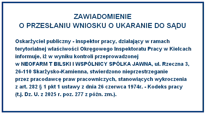 Zawiadomienie o przesłaniu wniosku o ukaranie do sądu