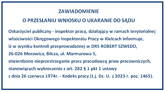 Zawiadomienie o przesłaniu wniosku o ukaranie do sądu
